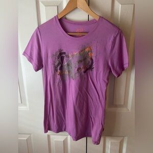 FOX RACING Orchid Purple Glitter Graphic Round Neck Short Sleeve T-Shirt M